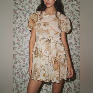 Kimchi Blue (Urban Outfitters) Floral Cream and Gold Maria Collared Mini Dress